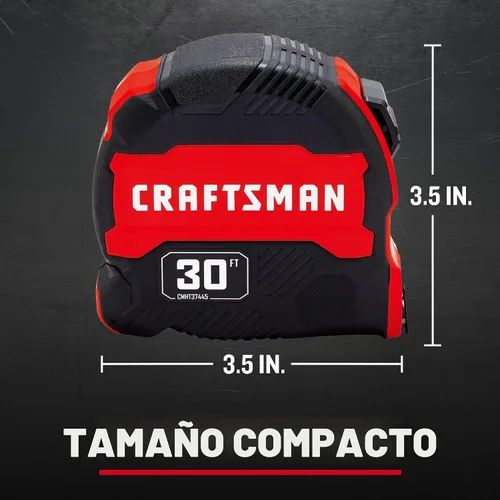 Vista 3 de CRAFTSMAN Cinta métrica de 30 pies con marcas de fracción, retráctil (CMHT37445S)