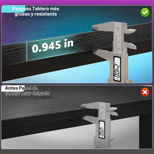 Vista 5 de DurayLoly - Escritorio para computadora en forma de L de 55 pulgadas para oficina en casa, 0.95 pulgadas de grosor, color negro