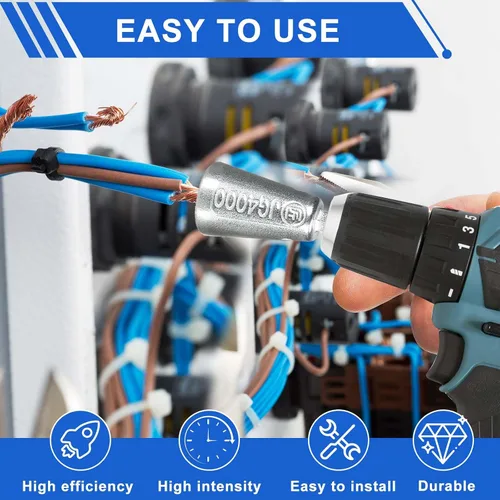 Vista 2 de Pelacables para AWG, herramienta mejorada para taladro, pelacables eléctrico universal 8 en 1, herramienta de extracción rápida de cable con 25