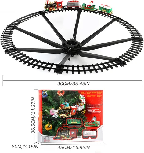 Vista 3 de Juego de tren de Navidad con tren y pista, árbol de Navidad eléctrico con sonidos y luz, juguetes interactivos eduaccionales para niños, regalos