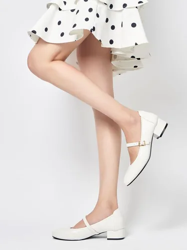 Vista 4 de hingswink Mary Jane Zapatos de tacón bajo para mujer, zapatos de vestir para mujer, tacón bajo de 2 pulgadas, tacón grueso Mary Janes con correa