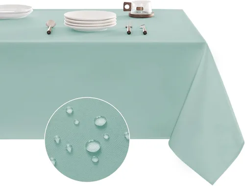 Vista 10 de Veblandy Mantel rectangular impermeable, a prueba de derrames y sin arrugas, de tela lavable, para decoración de mesa de cocina y comedor, funda