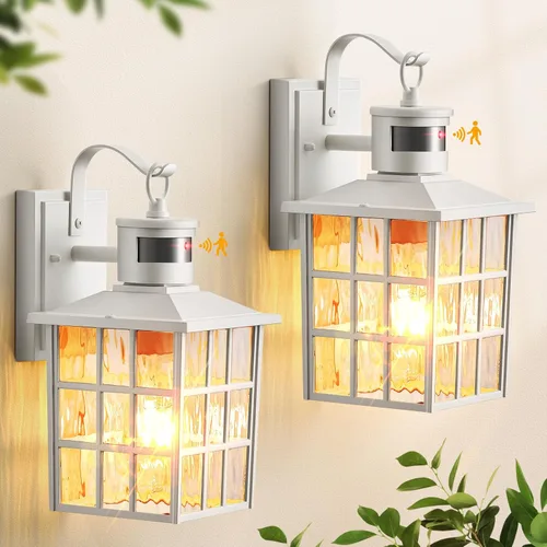 Vista 11 de VIANIS Luces de pared al aire libre con sensor de movimiento, luces de pared blancas del atardecer al amanecer, accesorio de luz exterior, linterna