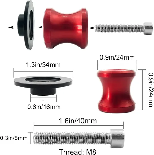 Vista 6 de Deslizadores de Brazo Oscilante de Motocicleta de 8mm M8 X 1.5 Bobinas CNC de Aluminio 2 Piezas para Suzuki GSX-R 600 GSX-R 750 GSX-R 1000 (Negro)
