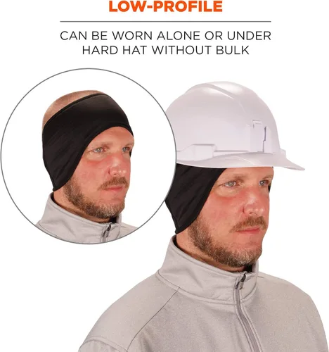 Vista 5 de Ergodyne Gorro de invierno de 2 capas para mujer, diadema de forro polar, elastano, negro, talla única de EE. UU