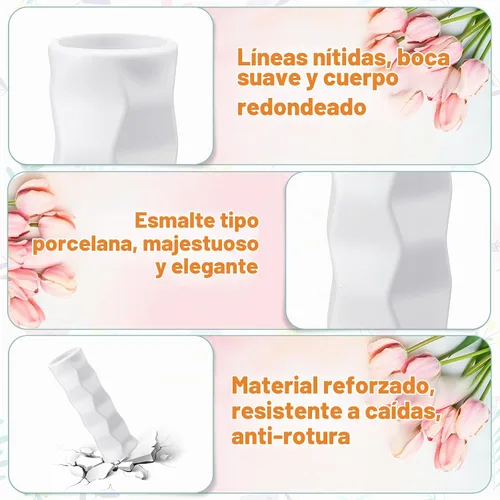 Vista 3 de Hoolerry 12 jarrones de flores blancas a granel para centros de mesa, florero blanco de plástico para flores, jarrón decorativo alto irrompible