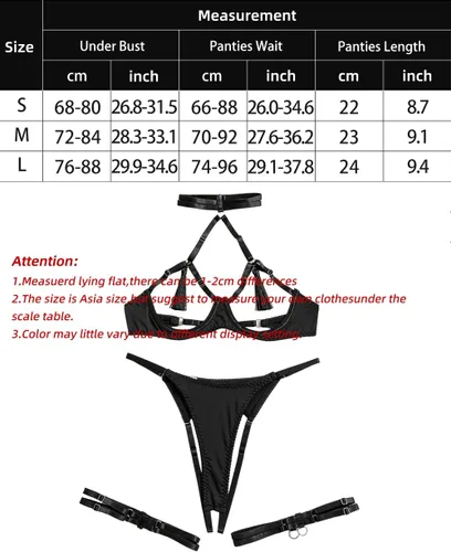 Vista 4 de Sheis beauty Women's Sexy Lingerie Set Halter Hollow Tassel Underwire Bra and Panty Sets Leg Ring Role Play Exotic Babydoll