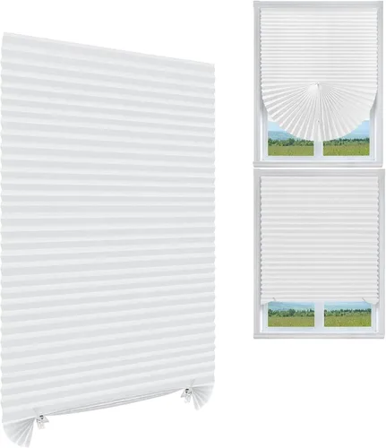 Vista 10 de MALOKI Persianas plisadas para ventana, persianas temporales sin cordones, filtrantes de luz, plisadas, de papel, para oscurecer la habitación