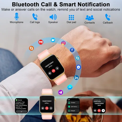 Vista 2 de Reloj inteligente para hombres y mujeres (respuesta/hacer llamadas), reloj inteligente de 1.85 pulgadas, 113 modos deportivos, rastreador de fitness