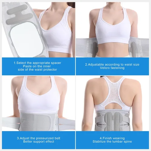 Vista 7 de Soporte de espalda para aliviar el dolor de espalda baja para mujeres, cinturón de apoyo lumbar ajustable, malla transpirable para hernia de disco