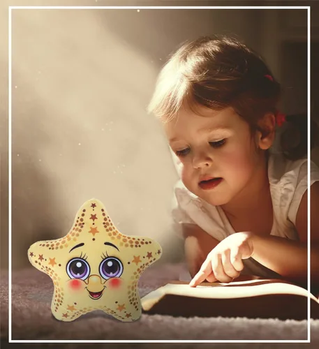 Vista 6 de DolliBu Juguete de peluche de estrella de mar amarilla, regalo de estrella de mar para niños y adultos, lindos animales de peluche para niños