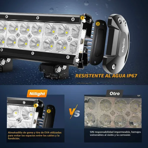Vista 4 de Nilight 39 Pulgadas 252W Barra de Luz LED Combo Puntal y Dispersión 24V 12V Iluminación para Barco, Iluminación de Conducción Todoterreno, Luces