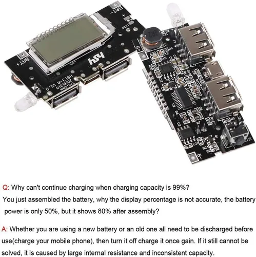 Vista 7 de Módulo de Carga de Batería Dual USB 18650 con Protección 4 piezas, Placa PCB de Banco de Energía, Módulo de Placa de Circuito Dual USB 5V 1A 2.1A