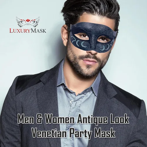 Vista 6 de Máscara de mascarada para hombre, máscara de aspecto antiguo para Halloween, fiesta veneciana, fiesta de máscaras y baile de máscaras