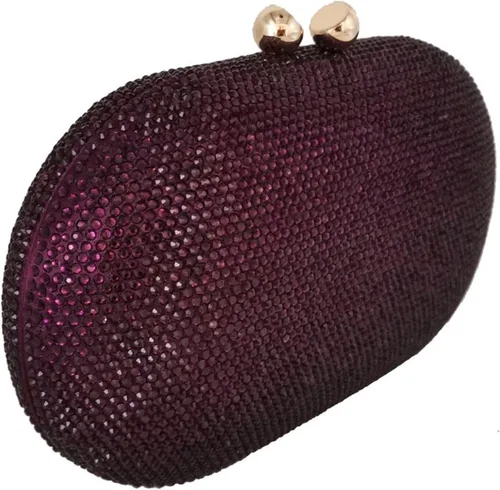 Vista 2 de Bolsos y bolsos de noche de cristal púrpura para mujer bolsos de mano y bolsos de mano de diamantes para fiesta formal para mujer color rojo