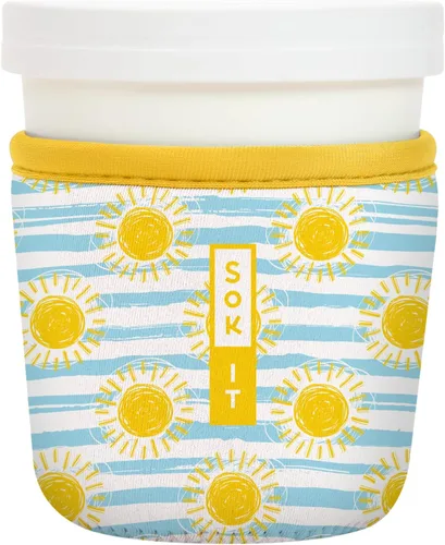 Vista 18 de Sok It IceCreamSok - Funda de neopreno aislada (flores abstractas, pintas de helado cónicas)