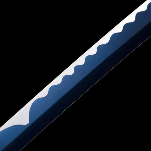 Vista 4 de Estilo Monte Fuji 2.21IB 101 cm Espada Samurai Katana Japonesa Real de Acero de Primavera 1065 Hoja con Hamon Artificial, Tang Completo y Tsuba