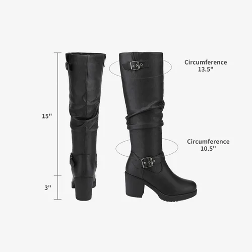 Vista 4 de Dream Pairs - Botas a la rodilla de tacón grueso para mujer