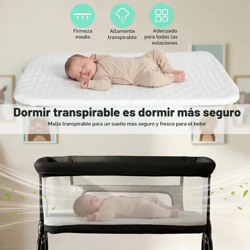 Vista 4 de Cowiewie Cuna portátil ligera, color negro