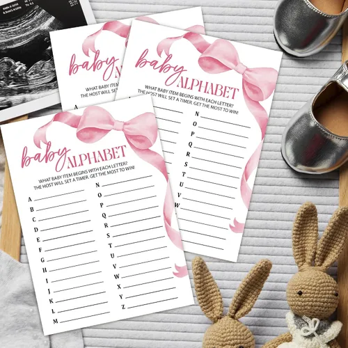 Vista 3 de Tarjeta de juegos para baby shower, actividades de baby shower para invitados, decoraciones de fiesta de revelación de género, recuerdos de fiesta