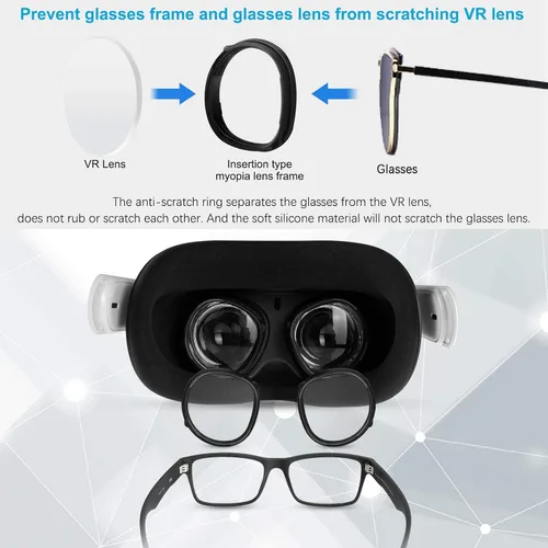 Vista 4 de 1 Set Orzero Blue Light Blocking Glasses Lens Compatible for Quest 2 Quest Protect VR Headset Lens from Scratches