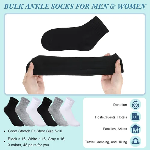 Vista 2 de Tarpop 48 pares de calcetines que absorben la humedad para hombre, calcetines de tobillo de corte bajo para hombre, calcetines atléticos para hombre