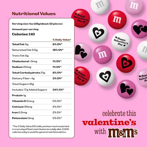 Vista 2 de M&M'S - Caramelos de chocolate para el día de San Valentín, 30 paquetes individuales