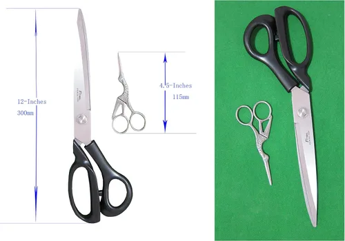 Vista 3 de Tijeras extra largas de uso pesado para el hogar y la oficina, tijeras de tapicería de 12 pulgadas, tijeras de costura de 4.5 pulgadas, tijeras