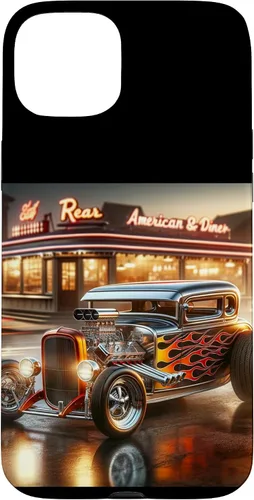Vista 9 de Classic Hot Rod Retro Vintage Custom Hotrod Car Illustration Case for iPhone 17