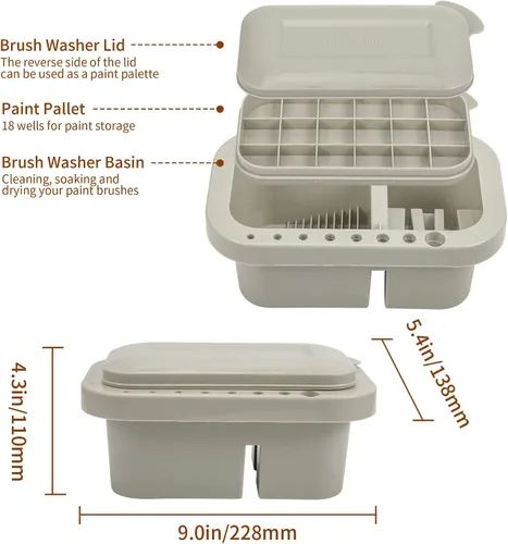 Vista 5 de MyLifeUNIT Limpiador de pinceles, soporte para pinceles y organizadores con paleta para acrílico, acuarela y pinturas a base de agua (gris)