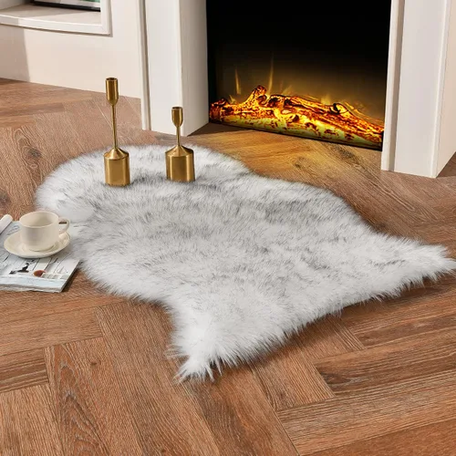 Vista 39 de duduta - Alfombra de pelo sintético de lana de oveja beige 2x3 pies, suave y esponjosa, funda para silla de pelo mullido, alfombra pequeña