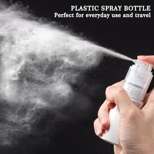Vista 2 de HSOMiD Paquete de 2 botellas vacías en polvo, polvo de barbero, talco, fibras capilares, aplicador para peluquería, limpieza, plantas, nebulización