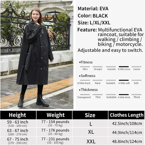 Vista 6 de Impermeable de EVA multifuncional poncho de lluvia transformable unisex