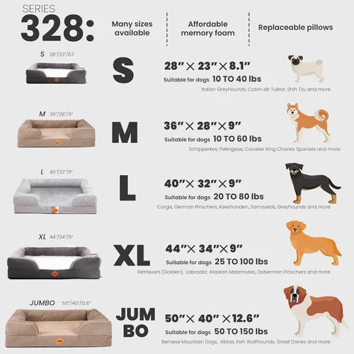 Vista 2 de Laifug Cama ortopédica grande de espuma viscoelástica para perro, sofá para perro con funda de gamuza lavable y extraíble, forro impermeable y parte