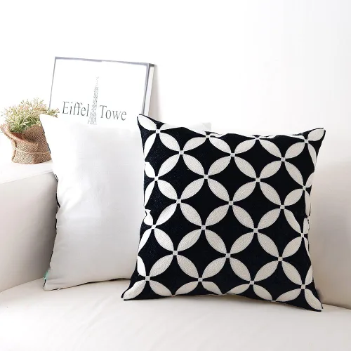 Vista 3 de Modern Homes Fundas de almohada en blanco y negro de 16 x 16 pulgadas; fundas de cojín 100% algodón para sofá y cama; fundas de cojín en blanco