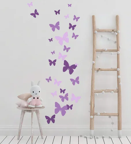 Vista 2 de Calcomanías de pared de mariposa para adolescentes y niñas, calcomanías de pared para dormitorio, decoración de habitación de niños, decoración de 3
