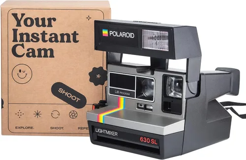 Vista 2 de Polaroid 630 SL Lightmixer Plata con Rayas Arco Iris