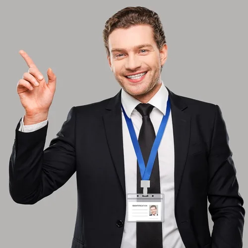 Vista 7 de Zonon 150 soportes horizontales transparentes para tarjetas de identificación, de plástico, fundas para tarjetas de identificación, fundas