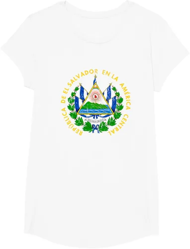 Vista 24 de Escudo de armas de El Salvador Salvadoran Distressed Design T-Shirt