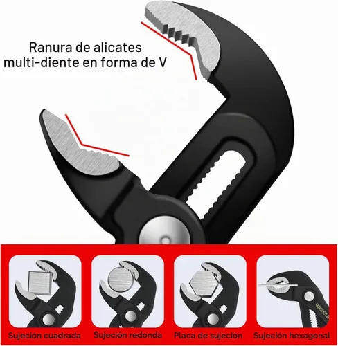 Vista 5 de WISEUP Juego de alicates para juntas de ranura - Bomba de agua ajustable