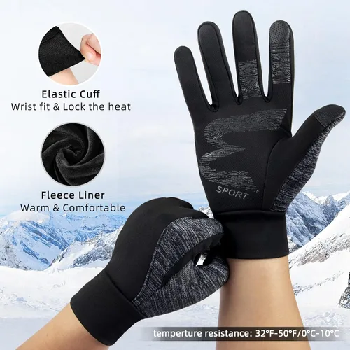 Vista 4 de BONFAD Guantes de invierno para hombres y mujeres, con pantalla táctil, guantes cálidos, para clima frío, resistentes al viento, para ciclismo