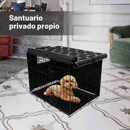 Vista 6 de Pet Prime Funda para jaula de perro para interiores y exteriores, duradera, resistente al viento, 600D, tela Oxford para perreras de 24, 30, 36, 42