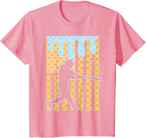 Vista 90 de Camiseta de béisbol Drip Boys Dripping Ice Cream Baseball American Flag, Negro -, Pequeña