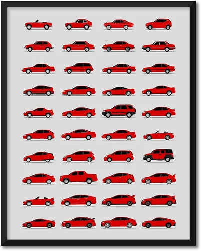 Vista 16 de Custom Car Posters Póster hecho a mano compatible con Honda Evolution Print Wall Art Décor Best Honda Generations - Azul brillante, impresión