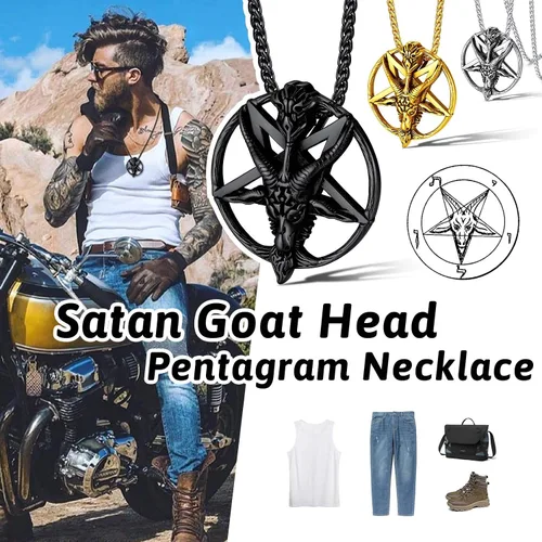 Vista 8 de FaithHeart Leviathan Satanic Brimstone Cross Necklace, Gold Plated Stainless Steel Satan Church Jewelry, Alchemical Symbol for Brimstone Pendant