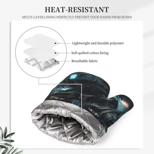 Vista 4 de Future Robot Printed oven gloves + heat insulation pads for barbecue, baking and cooking