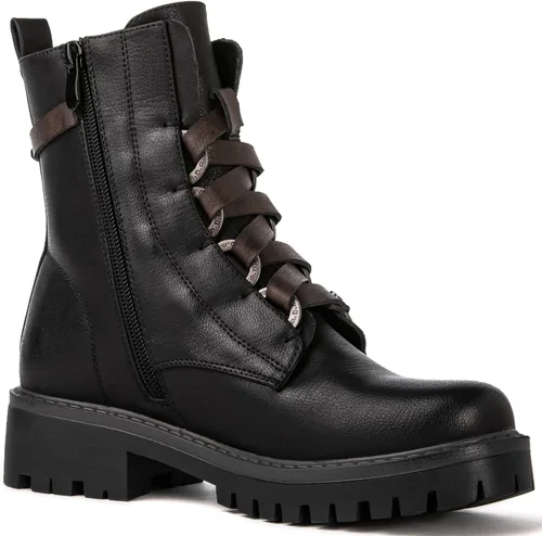 Vista 3 de GLOBALWIN Women's Combat Boots Lace Up Boots For Women Ankle Booties For Women Low Heel