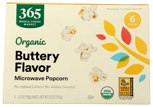 Vista 11 de 365 by Whole Foods Market, Palomitas de maíz orgánicas con mantequilla ligera para microondas, 9 onzas
