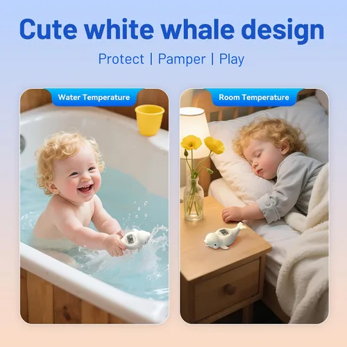 Vista 5 de Doli Yearning Termómetro de baño para bebés recién nacidos y bebés, monitor digital flotante de temperatura del agua con temporizador y pantalla