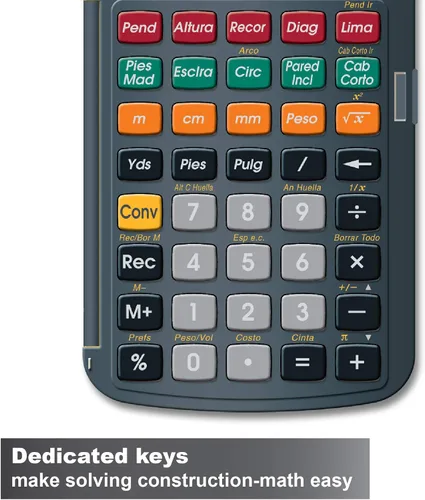 Vista 3 de Calculated Industries 4054 Construction Master 5 en Español - Calculadora de construcción con pies, pulgadas y fracciones para carpinteros
